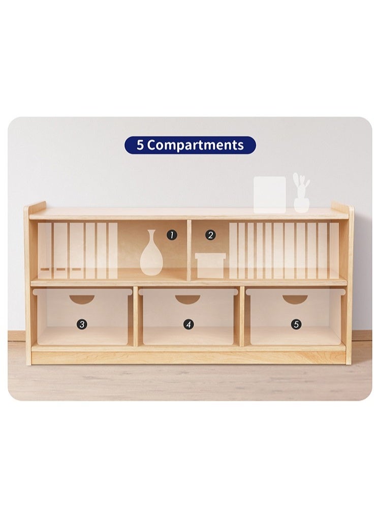 توكي توي رف تخزين خشبي مفتوح مستوحى من منهج مونتيسوري للأطفال مع 5 أقسام - Image 2